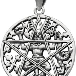 Sterling Silver Pagan God Cernunnos Pentacle Pentagram Pendant