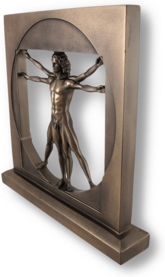 Magic  Collection~Leonardo da Vinci Vitruvian Man Nude Male Bronzed Sculpture Statue