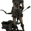 Magic  Collection~Resin Statues Skadi Norse Giantess Ski Goddess Of Winter And Mountains With Wolves Statue 8 X 10.5 X 7 Inches Bronze