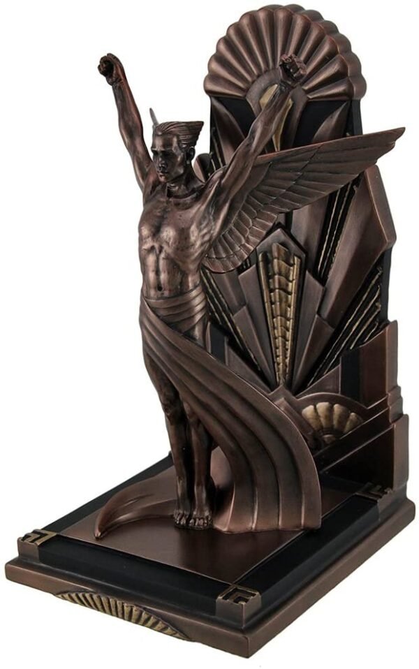 Magic  Collection~The Winged Man Metallic Copper Finish Art Deco Single Bookend Statue