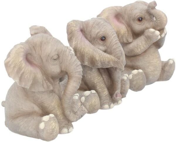 Animal Collection~ Three Baby Elephants Figurine 12cm Grey