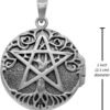 Sterling Silver Aromatherapy Tree Pentacle Pentagram Locket; 1 Inch Diameter