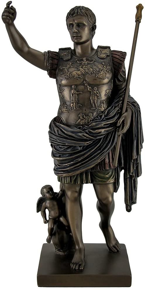 Magicun  Collection~Augustus of Prima Porta Bronze Finish Augustus Caesar Statue 12 Inch