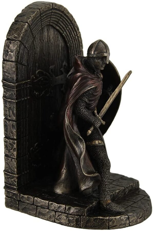 Magic  Collection~Maltese Crusader Statue in Armor Guarding Door Holding Shield & Sword Bookend