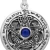 Sterling Silver Blue Sapphire Moon Goddess Pentacle Pendant