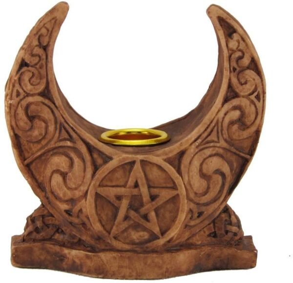 Magicun Altar~Dryad Design Moon Candle Holder Wood Finish