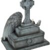 Magic  Collection~Gothic Dark Angel Lying on Grave with Rose Statue
