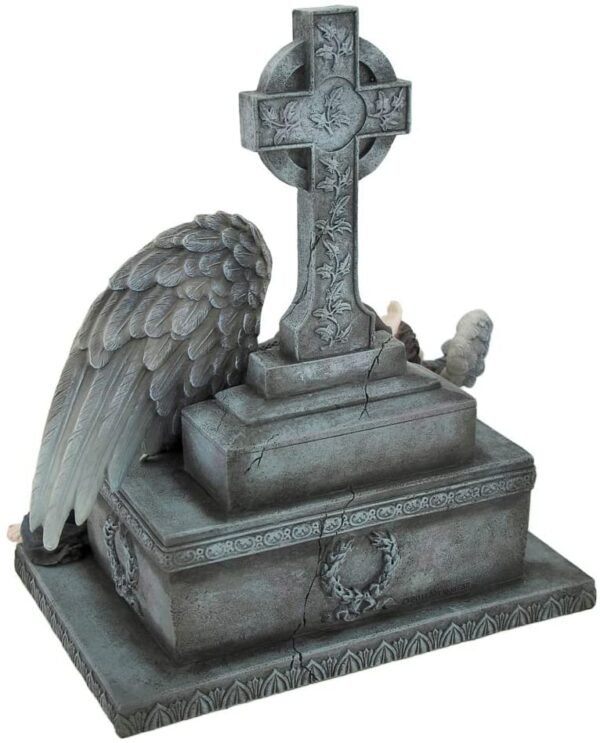 Magic  Collection~Gothic Dark Angel Lying on Grave with Rose Statue