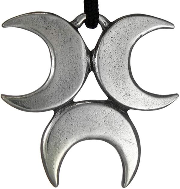 Soloman Pentant~Pewter Crescent Triple Moon Goddess Pendant Necklace