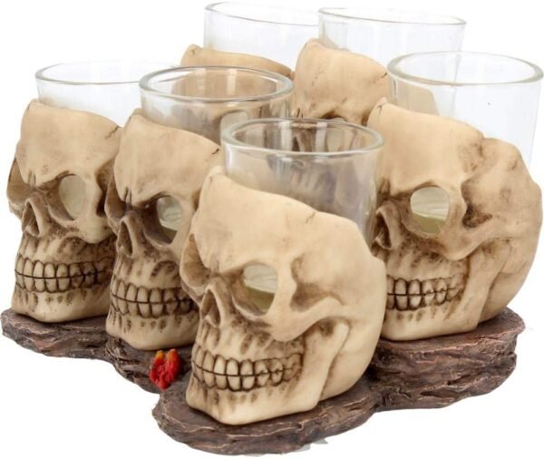 Dark Collection~Six Shooter Skulls (Set of Six) Shot Glasses 14cm Ivory