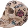 Dark Collection~Natural Bone Coloured Traditional, Tribal Tattoo Fund Skull, Polyresin, One Size