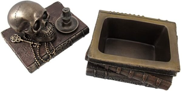 Magic  Collection~Bronze Wizard`s Study Books and Skull Trinket Stash Box