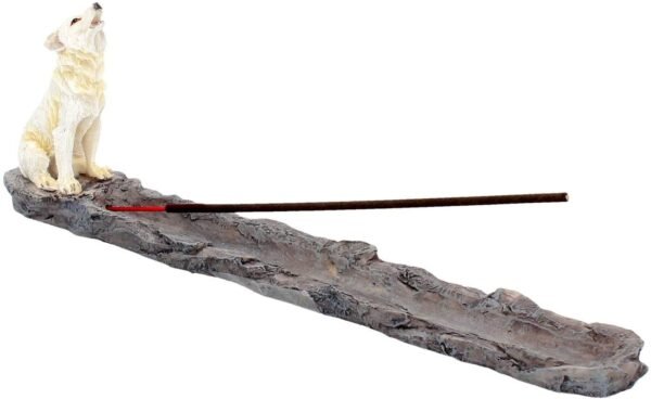 Animal Collection~ H2516G6 Wolf Call Incense Burner 29cm White