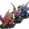 Fantasy Collection~ Rock Protectors Set of Three Dragon Figurines 8.5cm Multi-Coloured, Resin