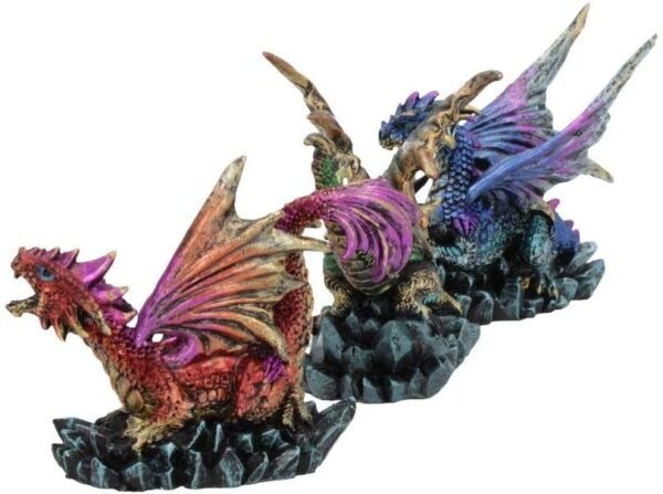 Fantasy Collection~ Rock Protectors Set of Three Dragon Figurines 8.5cm Multi-Coloured, Resin