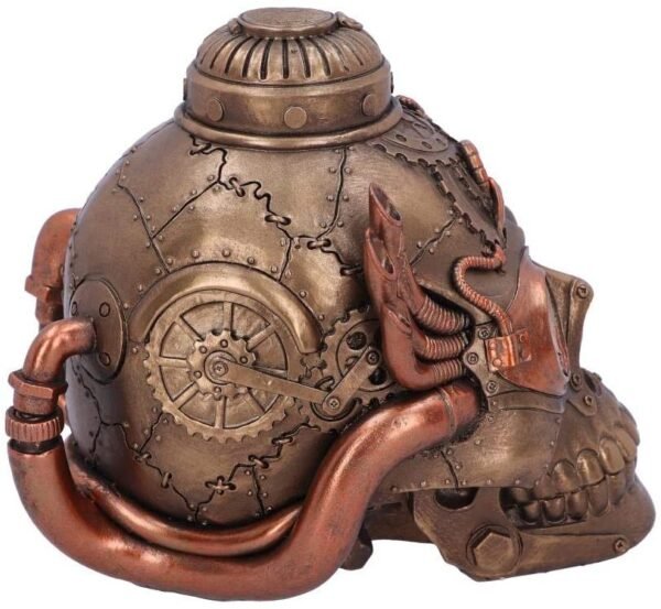 Steampunk Collection~Steampunk Pipe Up Modified Skull Ornament, Polyresin, Bronze, One Size