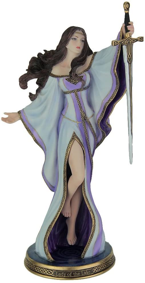 Magicun  Collection~Resin Statues James Ryman Lady of The Lake Arthurian Legend Statue 5.5 X 10 X 4 Inches Violet