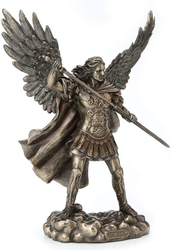 Magic  Collection~11.4 Inch Archangel Saint Michael Unsheathing The Sword Antique Bronze Finish Guardian Angel Statue