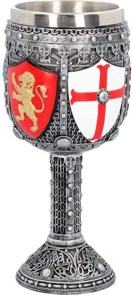 Magicun N.Giftware~English Goblet 12cm Grey, Resin w/Stainless Steel Insert, One Size