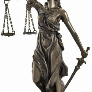 Magic  Collection~Bronzed La Justicia with Scales and Sword Statue 8 in.