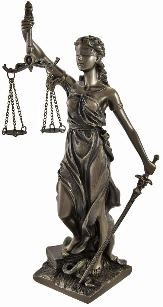 Magic  Collection~Bronzed La Justicia with Scales and Sword Statue 8 in.
