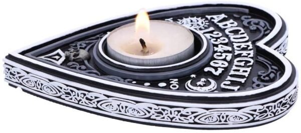 Wiccan Collection~Black and White Spirit Board Tea Light Holder, Polyresin, 9.5cm