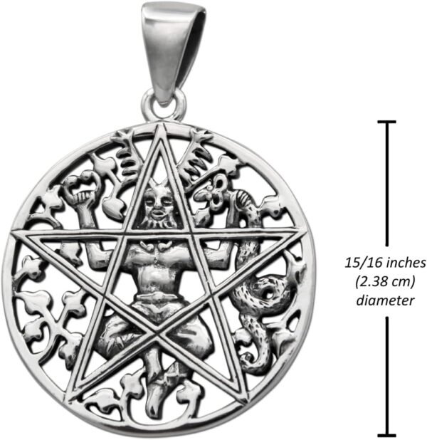 Sterling Silver Pagan God Cernunnos Pentacle Pentagram Pendant