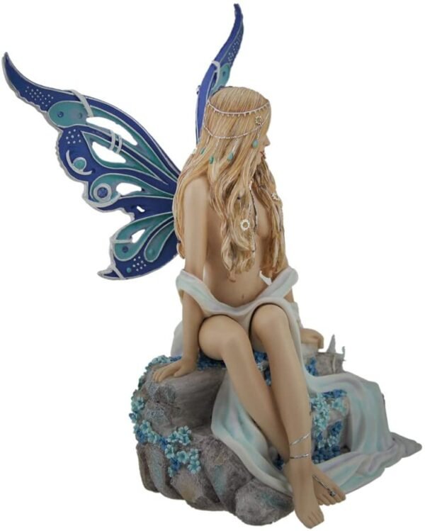 Magic  Collection~Resin Statues Sapphire Alluring Blue Butterfly Winged Fairy Statue 5 X 7 X 4 Inches Blue