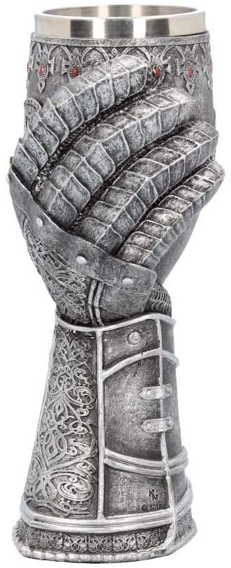 Mythology Collection~ B1179D5 Gauntlet Goblet 23cm Grey, Resin w/Stainless Steel Insert