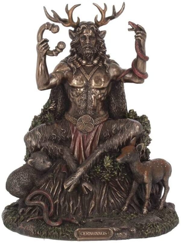 Wiccan Collection~Cernunnos and Animals 23cm Figurine, Bronze