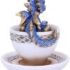 Fantasy Collection~ Blue Dracuccino Dragon Teacup Figurine, Polyresin, 11.3cm