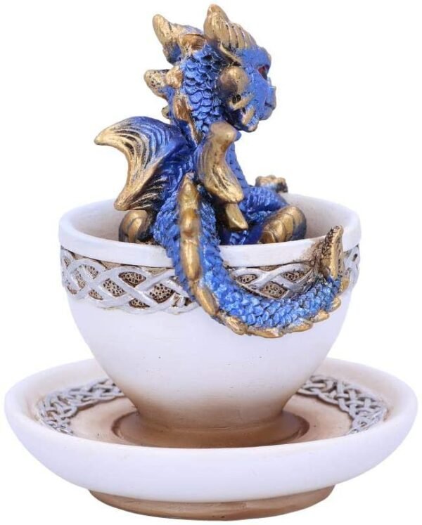 Fantasy Collection~ Blue Dracuccino Dragon Teacup Figurine, Polyresin, 11.3cm