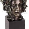 Magic  Collection~Cast Bronze Resin Medusa Head Figure on Plinth Bust Sculpture Painted Accent Art