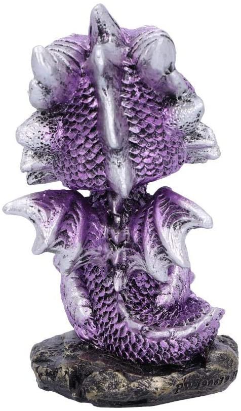 Fantasy Collection~ U5010R0 Bobling Purple Metallic Dragon Bobble Head Figurine, Polyresin, 9.5cm