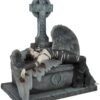 Magic  Collection~Gothic Dark Angel Lying on Grave with Rose Statue