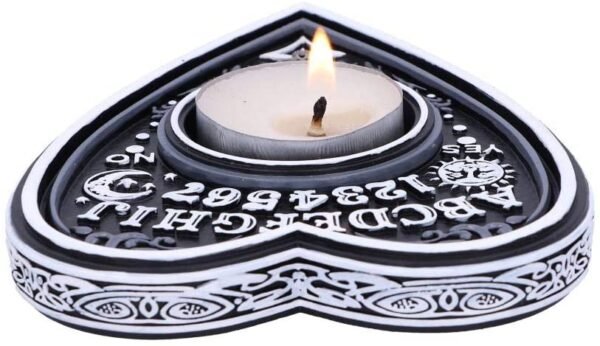 Wiccan Collection~Black and White Spirit Board Tea Light Holder, Polyresin, 9.5cm