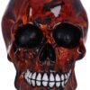 Dark Collection~Flame Pattern Skull Toilet Brush Holder 16.4cm, Polyresin, Orange