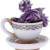 Fantasy Collection~ Purple Dracuccino Dragon Teacup Figurine, Polyresin, One Size