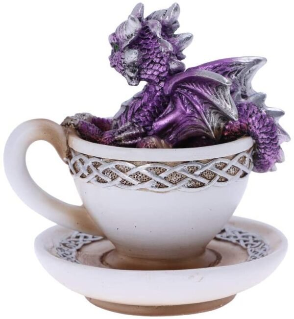 Fantasy Collection~ Purple Dracuccino Dragon Teacup Figurine, Polyresin, One Size