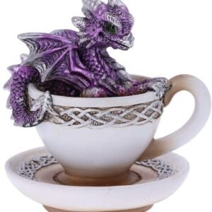 Fantasy Collection~ Purple Dracuccino Dragon Teacup Figurine, Polyresin, One Size