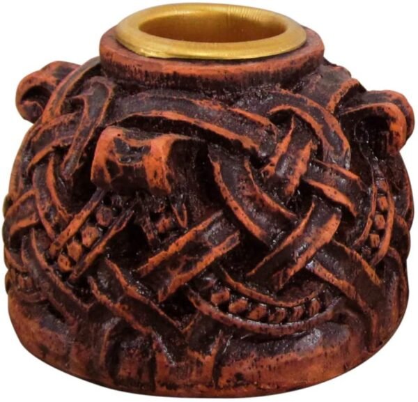 Magicun Altar~Dryad Design Celtic Knotwork Candleholders Pair Wood Finish