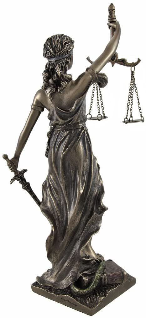 Magic  Collection~Bronzed La Justicia with Scales and Sword Statue 8 in.