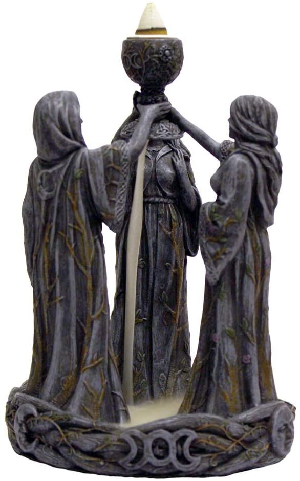 Magicun N.Giftware~Mother Maiden & Crone Backflow Incense Burner 18cm Black, Resin