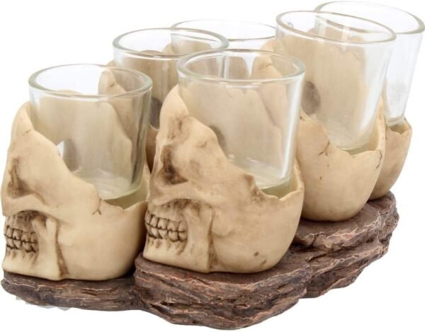 Dark Collection~Six Shooter Skulls (Set of Six) Shot Glasses 14cm Ivory