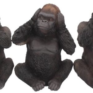 Magicun N.Giftware~Three Wise Gorillas Figurine 13.5cm Black