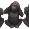 Animal Collection~ H3523J7 Three Wise Gorillas Figurine 13.5cm Black