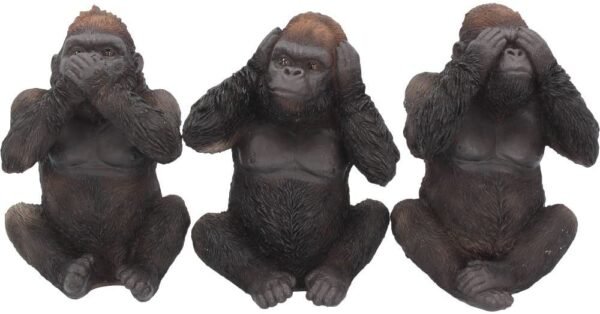 Animal Collection~ H3523J7 Three Wise Gorillas Figurine 13.5cm Black