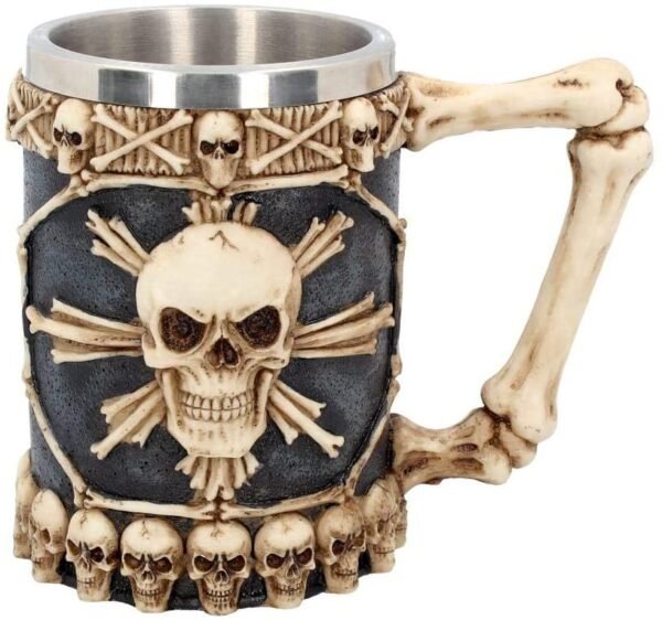 Dark Collection~Large Tankard of Skulls Mug 18cm Ivory