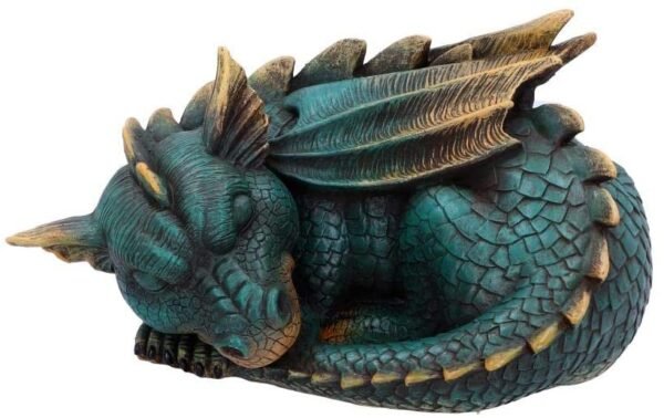 Fantasy Collection~ Dozing Dragon Figurine 22.8cm, Resin, Green, One Size
