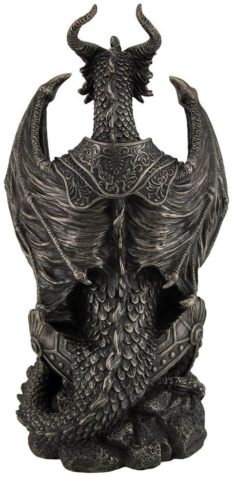 Magic  Collection~Resin Statues Guardian Of The Light Armored Dragon Led Night Light Statue 10 Inch 5 X 9.5 X 4.25 Inches Bronze